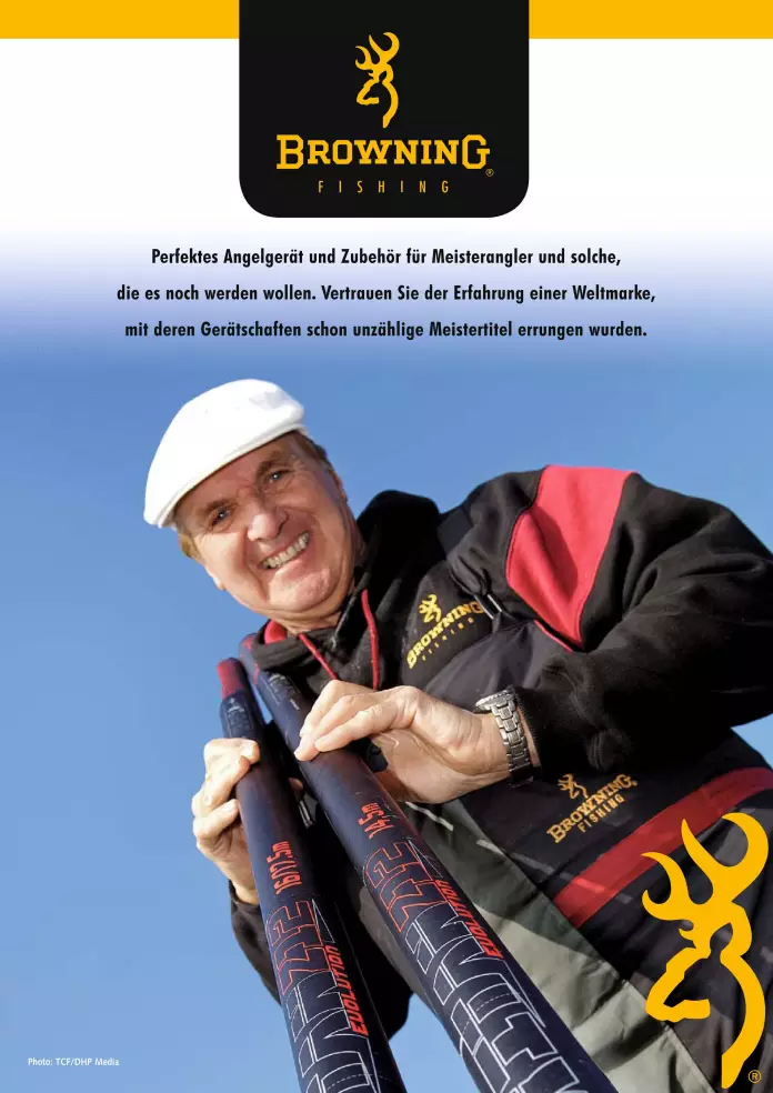 Bob Nudd auf einem Katalog von Browning Fishing